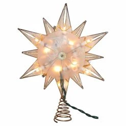 Best deal 😉 Christmas Tree Toppers Kurt Adler 10.24 In. 10 Light 12 Point Capiz Star And Center Gem Tree Topper ⌛ -Jolly Ornaments Shop detail2KSA3192