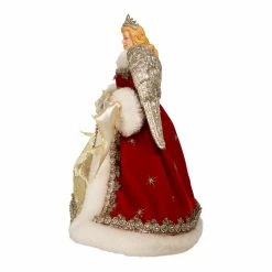 Flash Sale ⌛ Kurt S. Adler, Inc. Christmas Tree Toppers Kurt Adler 10-Inch Fabriché Regal Red Angel Treetop ⭐ -Jolly Ornaments Shop detail2KSA3352