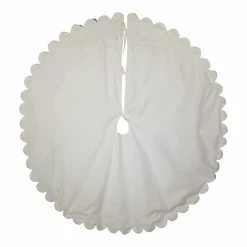 Outlet 💯 Kurt S. Adler, Inc. Christmas Tree Skirts & Collars Kurt Adler 60-Inch Multi-Colored Beads Scalloped Ivory Embroidered Tree 🎁 Skirt ⌛ -Jolly Ornaments Shop detail2KSA3375