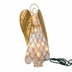 Outlet 🔥 Kurt S. Adler, Inc. ❄ Christmas Tree Toppers Kurt Adler 10-Inch UL 10-Light Capiz Angel Lighted Tree Topper ⌛ -Jolly Ornaments Shop detail2KSA3625