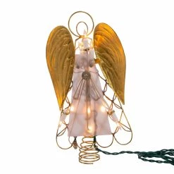 Outlet 🔥 Kurt S. Adler, Inc. ❄ Christmas Tree Toppers Kurt Adler 10-Inch UL 10-Light Capiz Angel Lighted Tree Topper ⌛ -Jolly Ornaments Shop detail3KSA3625