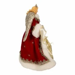 Flash Sale ⌛ Kurt S. Adler, Inc. Christmas Tree Toppers Kurt Adler 10-Inch Fabriché Regal Red Angel Treetop ⭐ -Jolly Ornaments Shop detail4KSA3352