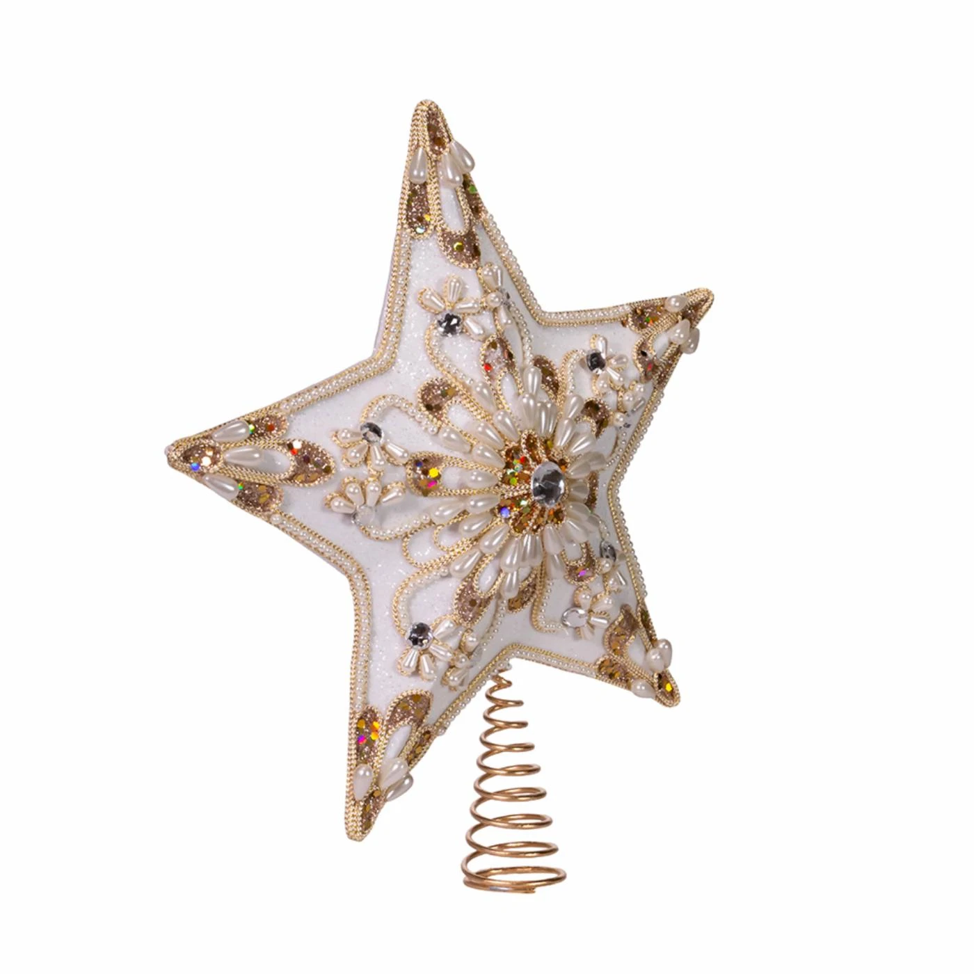 Best deal ❤️ Kurt S. Adler, Inc. ❄ Christmas Tree Toppers Kurt Adler 13.5-Inch 5-Point White And Gold Star Treetop ✔️ 4 Best deal ❤️ Kurt S. Adler, Inc. ❄ Christmas Tree Toppers Kurt Adler 13.5-Inch 5-Point White And Gold Star Treetop ✔️ - Image 2