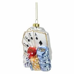 Promo 😍 Metallic Ornaments Northlight Silver Playing Cards With Dice And Poker Chip 😀 Christmas Ornament ⌛ -Jolly Ornaments Shop inuseGORD2957
