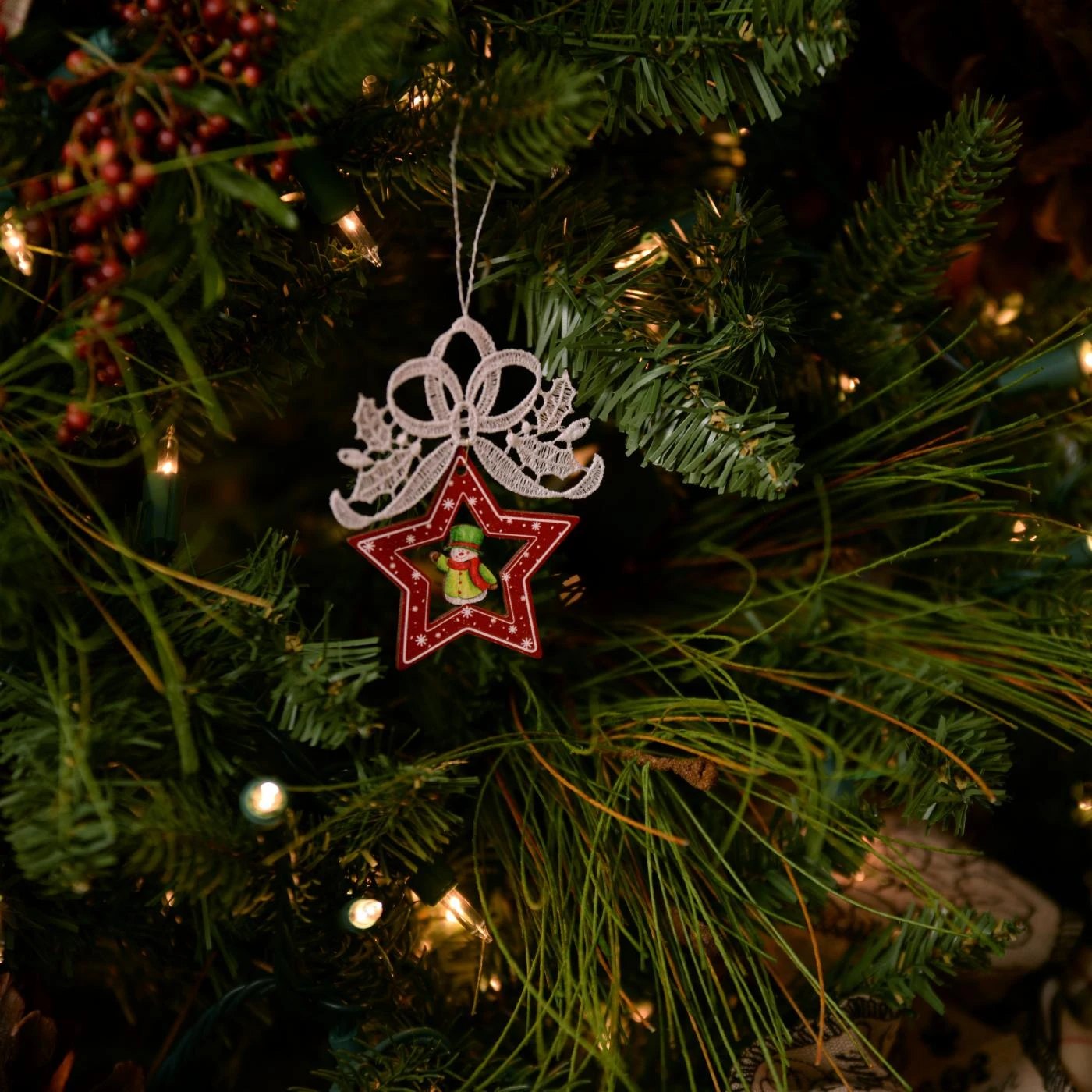 Discount ⌛ Green Ornaments Heritage Lace Star And Snowman Ornament - Set Of 2 ⭐ 4 Discount ⌛ Green Ornaments Heritage Lace Star And Snowman Ornament - Set Of 2 ⭐ - Image 2