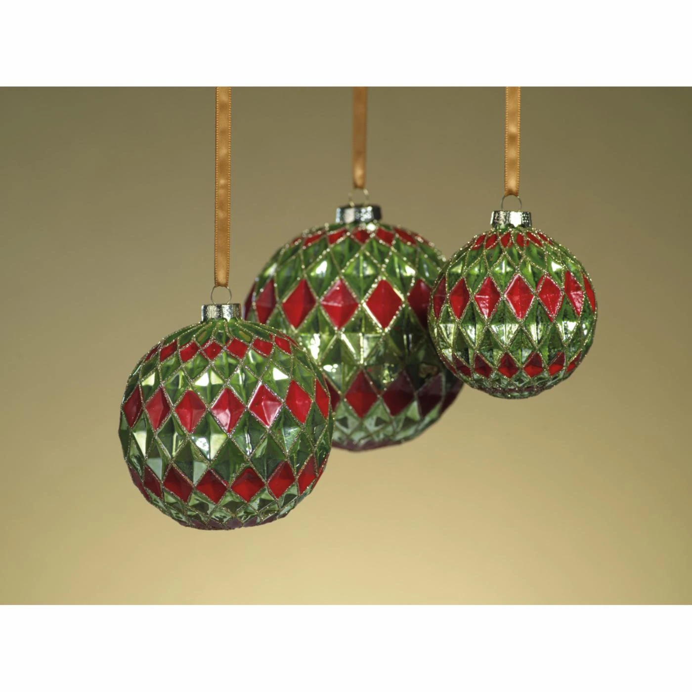 New โค๏ธ All Other Brands Green Ornaments Harlequin Christmas Ball Ornament - Set Of 4 ๐ 4 New โค๏ธ All Other Brands Green Ornaments Harlequin Christmas Ball Ornament - Set Of 4 ๐ - Image 2
