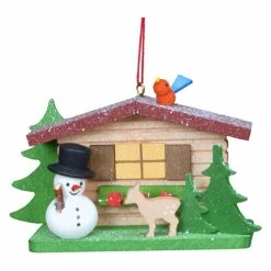 Deals 🧨 Alexander Taron Green Ornaments Christian Ulbricht Cottage With Snowman And Deer Ornament ✔️