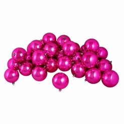 Hot Sale 👍 Pink Ornaments Northlight Shiny Pink Magenta Shatterproof Christmas Ball Ornament - Set Of 12 🎉