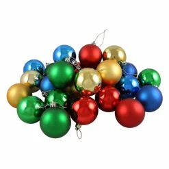 Buy ✔️ Yellow Ornaments Northlight Matte And Shiny Multicolored Shatterproof 🥰 Christmas Ball Ornament - Set Of 32 🥰