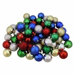 Promo 😀 Metallic Ornaments Northlight Shiny And Matte Multicolored Shatterproof Christmas Ball Ornament - Set Of 60 💯
