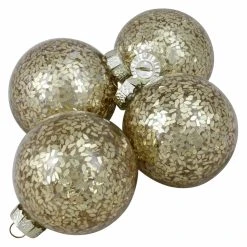 Cheap 😉 Yellow Ornaments Northlight 4 In. Gold Seed Patterned Glass Ball Ornament - Set Of 4 ⭐