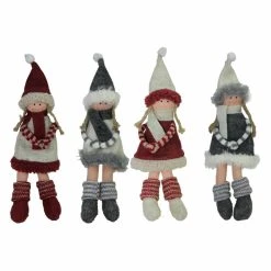 Flash Sale 👍 Red Ornaments Northlight 4 Piece 12 In. Plush Winter Girls Doll Ornament Set 🎁