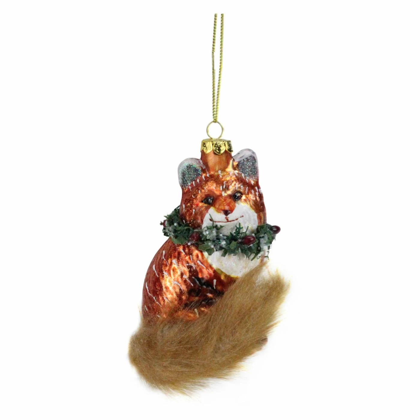 Brand new โค๏ธ Green Ornaments Northlight Fox With Fur Tail And Wreath ๐ Christmas Ornament ๐ 3 Brand new โค๏ธ Green Ornaments Northlight Fox With Fur Tail And Wreath ๐ Christmas Ornament ๐