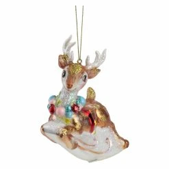 Brand new 🎉 Brown Ornaments Northlight Glittery Reindeer With Ornament Wreath ❄ Christmas Ornament 🎉