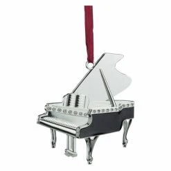 Deals 🤩 Metallic Ornaments Northlight Regal Shiny Silver Plated Grand Piano Ornament With European Crystals 🔔
