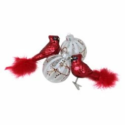 Best deal 🔔 White Ornaments Northlight Glitter Cardinal With White Ball Ornament - Set Of 4 ✔️
