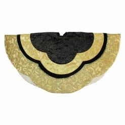 Best Sale 😀 Christmas Tree Skirts & Collars Northlight 48 In. Embossed Velvet Silk Brocade Christmas Tree Skirt 😀