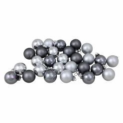 Discount 🛒 Metallic Ornaments Northlight Silver And Gray Collection Glass Ball ❄ Christmas Ornament - Set Of 28 🔔
