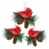 Buy 🔔 Green Ornaments Northlight Red Cardinal Birds Christmas Ornament With Pine Cones - Set Of 3 ⭐ -Jolly Ornaments Shop masterGORD3106