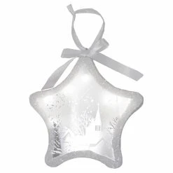 Discount 🥰 White Ornaments Northlight 8 In. LED White Sparkle Star Winter Scene Christmas Ornament ⌛