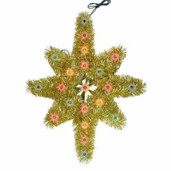 Discount ⭐ Christmas Tree Toppers Northlight Oversized Lighted Gold Tinsel Star Of Bethlehem 🥰 Christmas Tree Topper 🔔