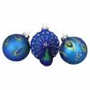 Buy 🔥 Metallic Ornaments Northlight Peacock Glass ❄ Christmas Ornaments - Set Of 3 🌟