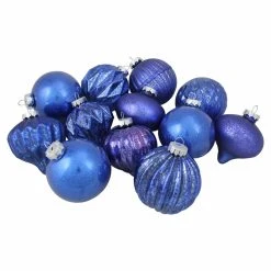 Promo 🔔 Blue Ornaments Northlight Assorted Blue Distressed Glass ⌛ Christmas Ornaments - Set Of 12 ✨