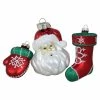 New 🛒 White Ornaments Northlight 3 Piece Santa Mitten And Stocking Ornament Set ⌛ -Jolly Ornaments Shop masterGORD3712