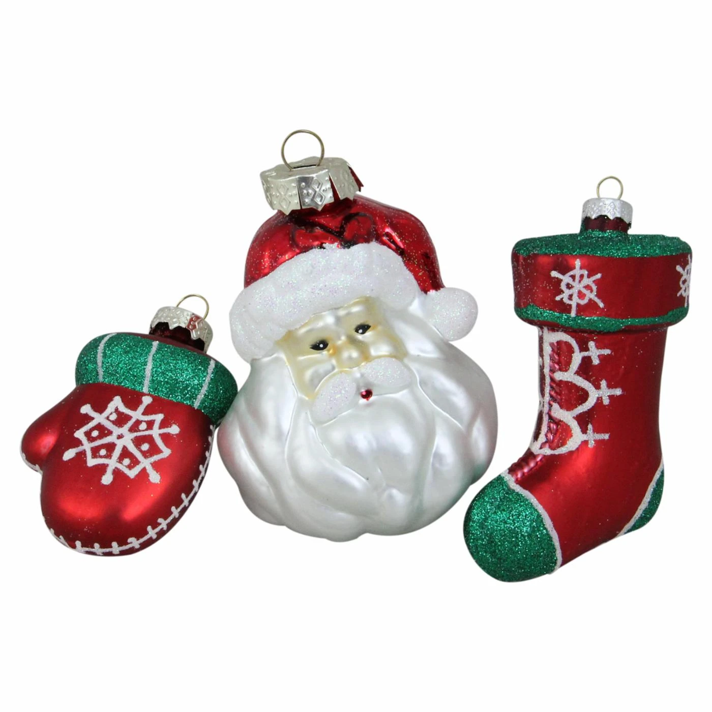 New 🛒 White Ornaments Northlight 3 Piece Santa Mitten And Stocking Ornament Set ⌛ 3 New 🛒 White Ornaments Northlight 3 Piece Santa Mitten And Stocking Ornament Set ⌛