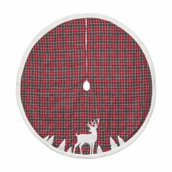 Buy 🎉 Christmas Tree Skirts & Collars Dyno 48 In. Plaid Applique Deer ❄ Christmas Tree Skirt 😀