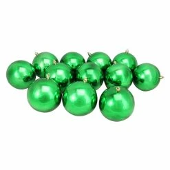 Promo 🔔 Green Ornaments Northlight 4 In. Shiny Shatterproof ❤️ Christmas Ball Ornaments - Set Of 12 ⌛