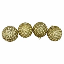 Best reviews of 🤩 Yellow Ornaments Northlight 4 In. Glitter Flake Glass Ball Ornament - Set Of 4 🔔