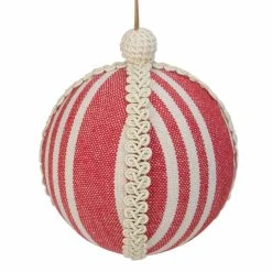 Deals 🤩 Brown Ornaments Northlight Red And White Striped And Ribboned Ball Christmas Ornament ✔️