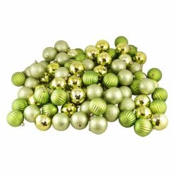 Best deal 🔥 Green Ornaments Northlight Green Kiwi 3 Finish ❄ Christmas Ball Ornaments - Set Of 100 ⭐