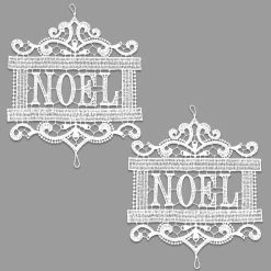 Buy 👏 White Ornaments Heritage Lace Noel Ornament - Set Of 2 ⭐