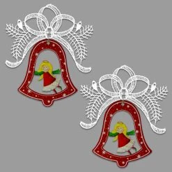 Flash Sale 💯 Multicolored Ornaments Heritage Lace Bell And Angel Ornament - Set Of 2 🌟