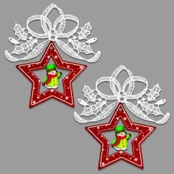 Discount ⌛ Green Ornaments Heritage Lace Star And Snowman Ornament - Set Of 2 ⭐