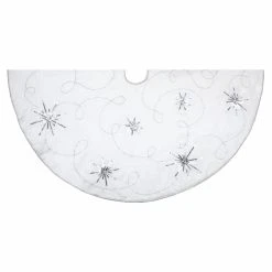 Budget 😍 Kurt S Adler Christmas Tree Skirts & Collars Kurt Adler 48 In. Ivory Scroll Embroidery And Sequin Treeskirt 👍