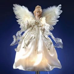 Cheapest 🔔 Kurt S Adler Christmas Tree Toppers Ivory With Gold Angel Tree Topper 🌟