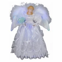Best Pirce 😀 Kurt S Adler Christmas Tree Toppers Kurt Adler 12 In. White And Silver Fiber Optic LED Angel Tree Topper 👍