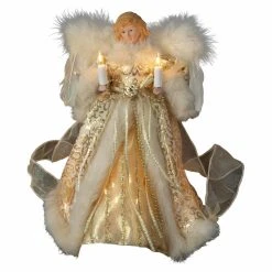 Buy 🔔 Kurt S Adler Christmas Tree Toppers Kurt Adler 10 In. Ivory / Gold Angel Tree Topper 🎉