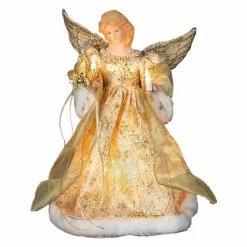 Promo 😀 Kurt S Adler ❄ Christmas Tree Toppers Kurt Adler 12 In. Gold Dress Angel Tree Topper 🧨