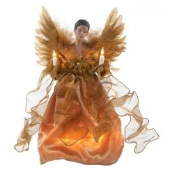 Outlet ❤️ Kurt S Adler 💯 Christmas Tree Toppers Kurt Adler 13 In. Gold African American Angel Tree Topper ⭐