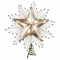 Cheapest 🧨 Kurt S Adler ⌛ Christmas Tree Toppers Kurt Adler 10 In. 5-Point Capiz Star With Rays And Beads Tree Topper ⌛