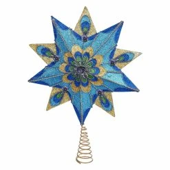 Deals ⭐ Kurt S. Adler 🌟 Christmas Tree Toppers Kurt Adler 16 In. 10 Point Peacock Glitter Treetop 👏