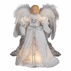 Buy 🎉 Kurt S. Adler Christmas Tree Toppers Kurt Adler 12 In. 10 Light White And Silver Angel Treetop 👏