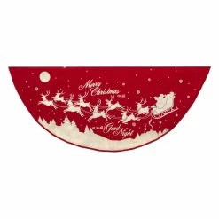 New 🤩 Kurt S. Adler Christmas Tree Skirts & Collars Kurt Adler 48 In. Reindeer And Santa Printed Tree Skirt ⭐