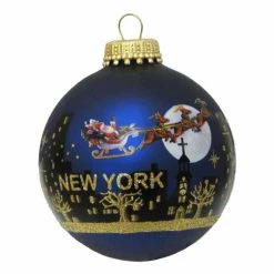 Outlet ✨ Kurt S. Adler Yellow Ornaments Kurt Adler 2.5 In. NY Santa Skyline Painted Ball Ornament 💯