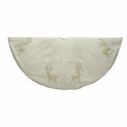 Budget ❤️ Kurt S. Adler 🧨 Christmas Tree ⭐ Skirts & Collars Kurt Adler 48 In. Gold Tree And Reindeer Applique Treeskirt ✨