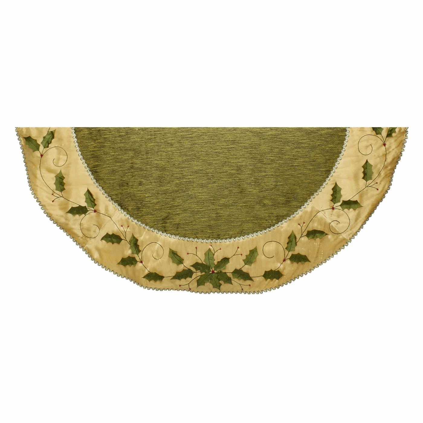Hot Sale 👍 Kurt S. Adler Christmas Tree Skirts & Collars Kurt Adler 54 In. Green And Gold Holly Leaves Embroidered Treeskirt 🌟 3 Hot Sale 👍 Kurt S. Adler Christmas Tree Skirts & Collars Kurt Adler 54 In. Green And Gold Holly Leaves Embroidered Treeskirt 🌟